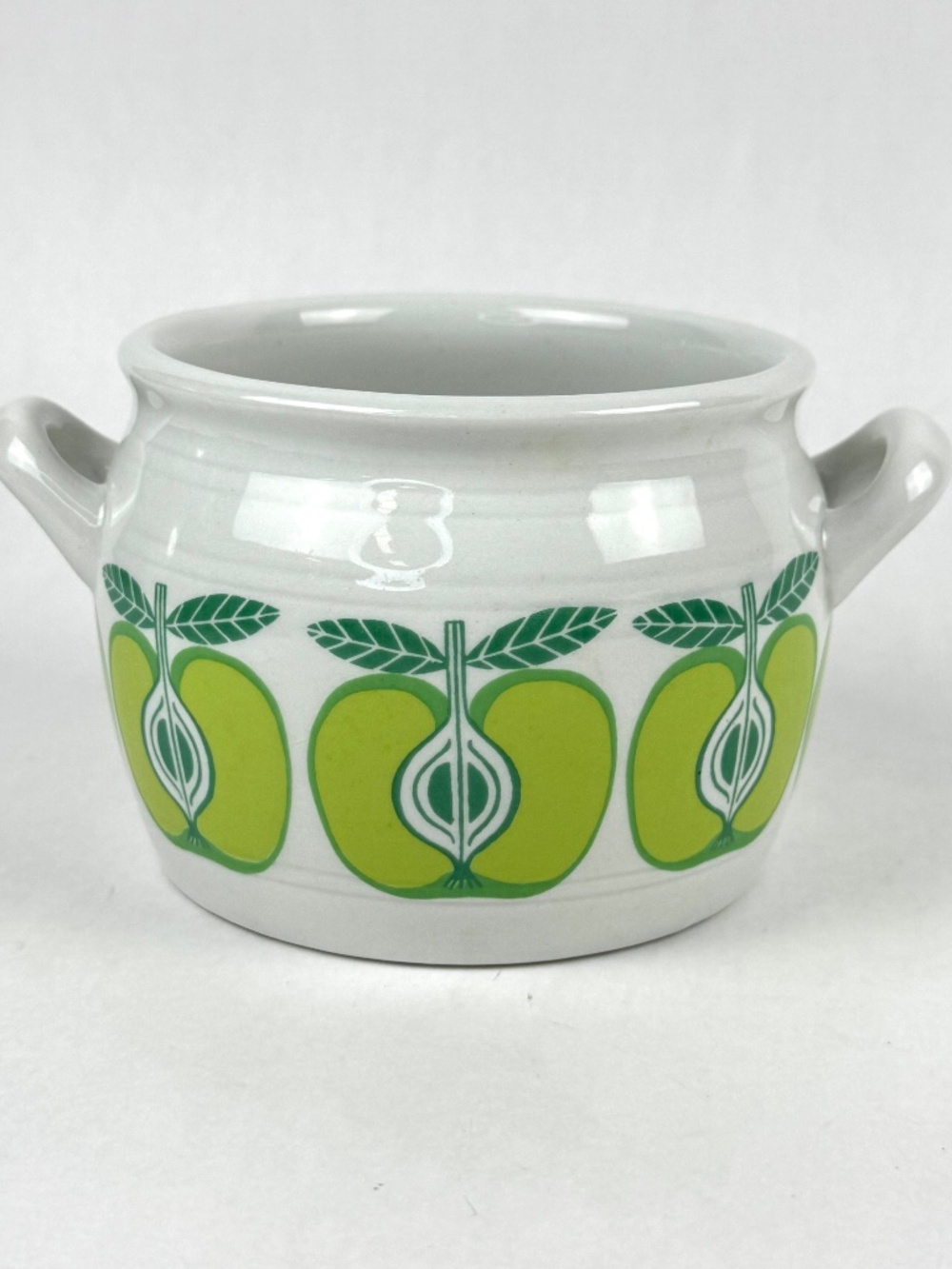 Vintage 1960s Arabia Finland Pomona Green Apple 3” Handled Jam Jar Bean Pot